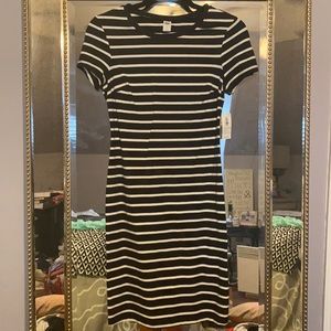 Navy and white striped tshirt dress